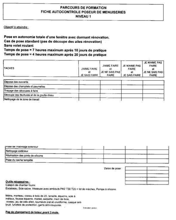 autocontrole des nouveaux